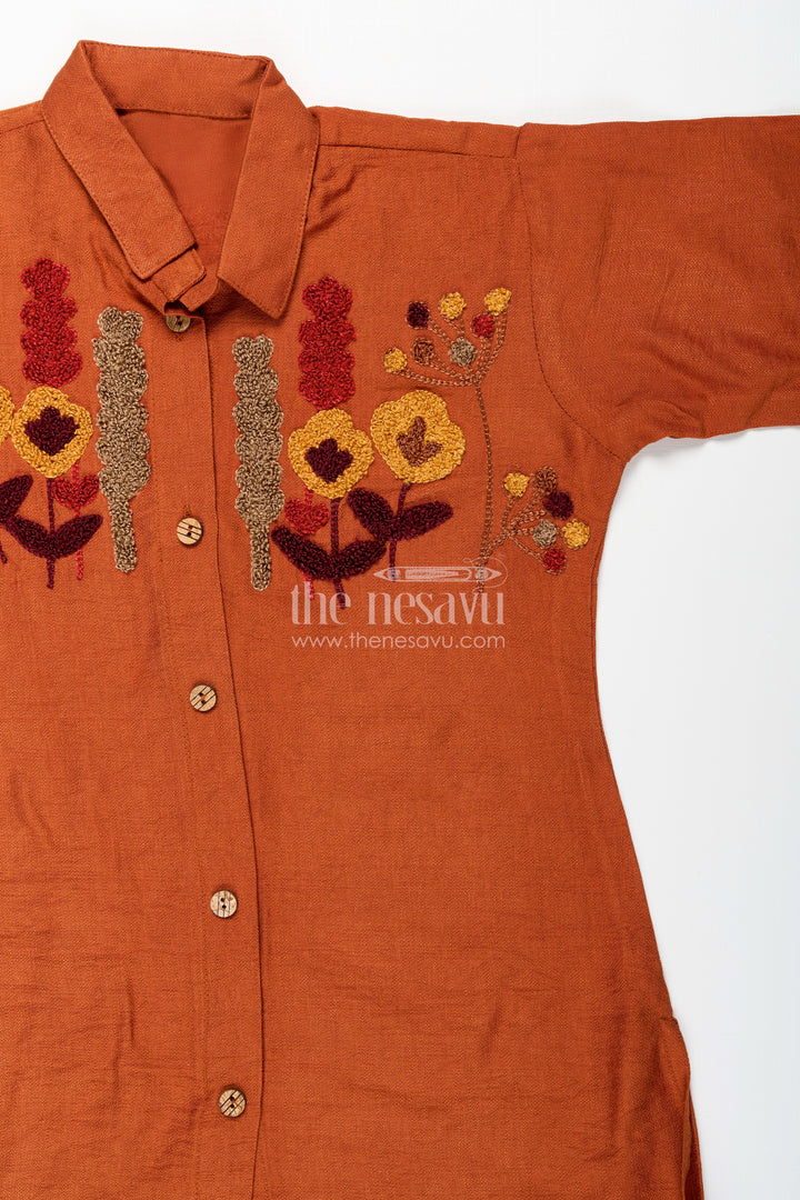 Girls plazzo kurta set with floral embroidery for everyday ethnic wear