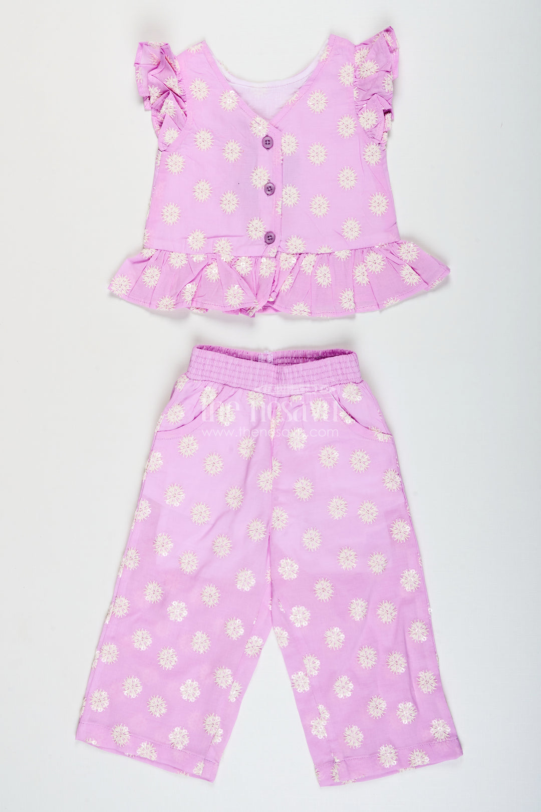 Girls chikankari plazo set for festive events and ethnic day at school