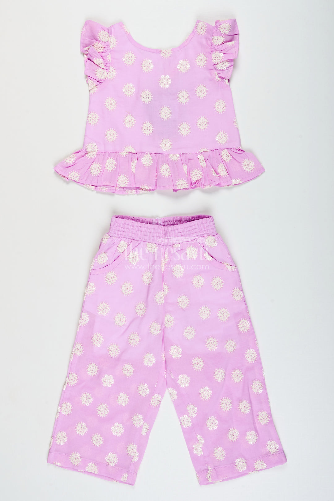 Girls chikankari plazo set for festive events and ethnic day at school
