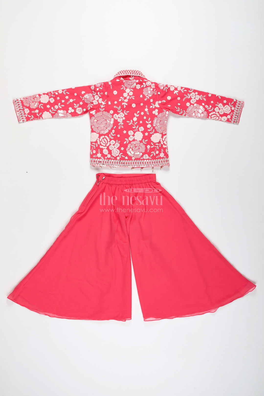 Girls Pink Sharara Set With Designer Embroidery For Celebrations