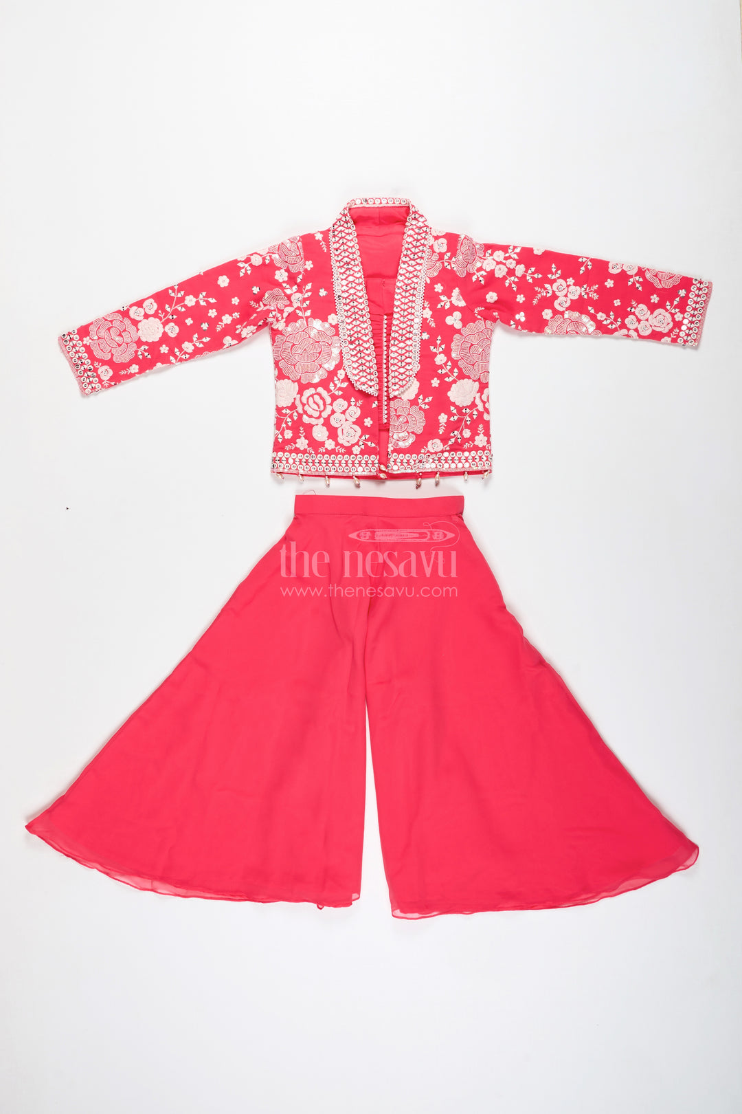 Girls Pink Sharara Set With Designer Embroidery For Celebrations