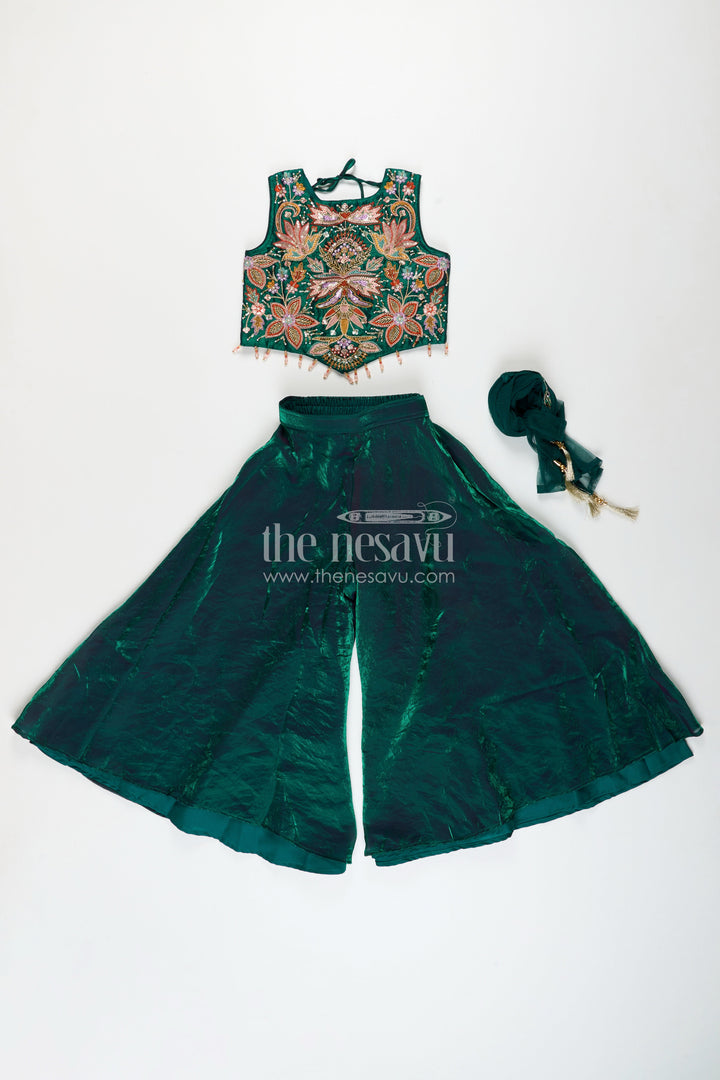 Girls embroidered sharara kurti set for festive celebrations