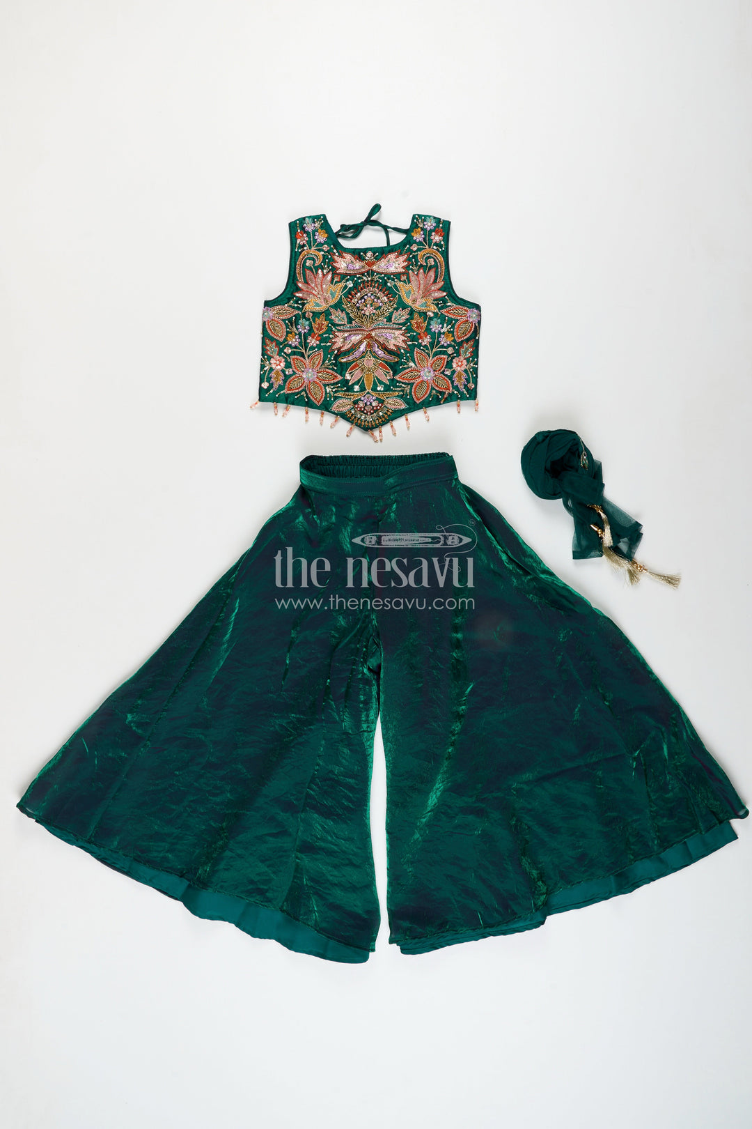 Girls embroidered sharara kurti set for festive celebrations