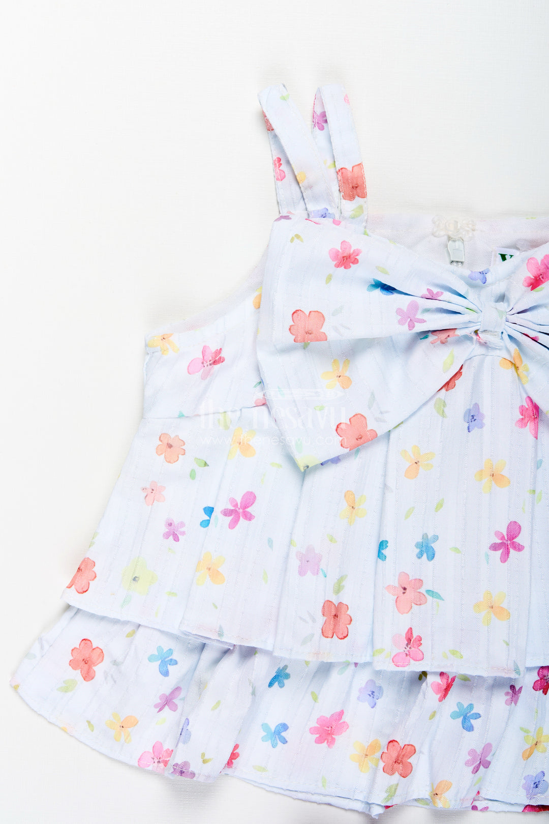 Girls summer casual set with lavender shorts and bow top