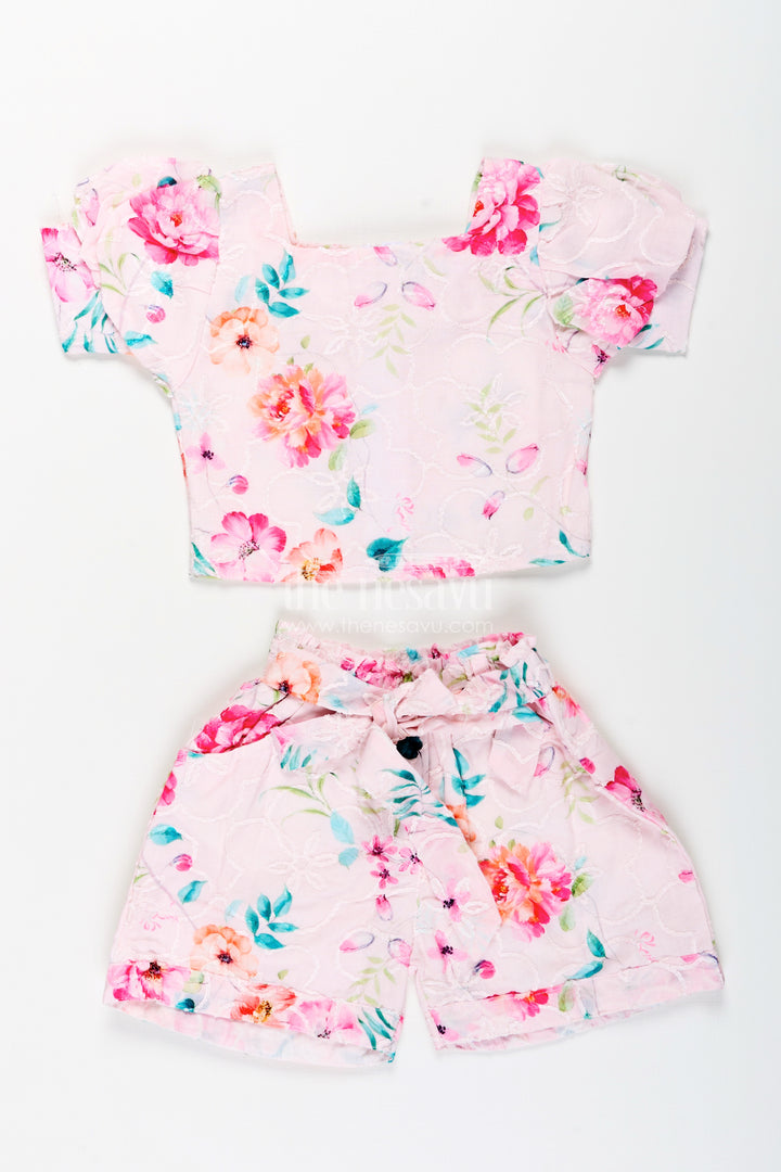 Girls cotton casual set with chikankari embroidery for summer outings