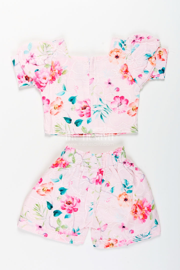 Girls cotton casual set with chikankari embroidery for summer outings
