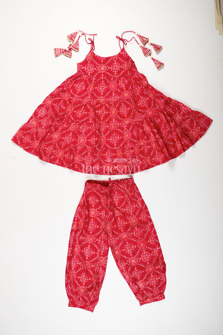 Girls cotton sharara set with digital print for festive occasions