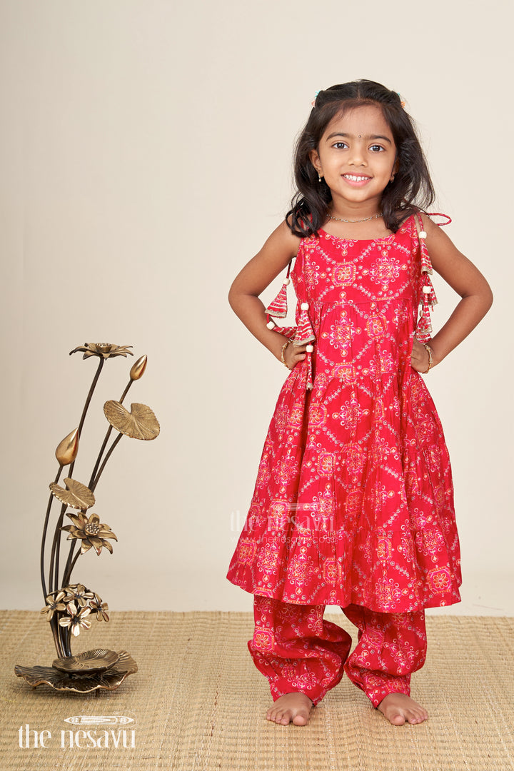 Girls cotton sharara set with digital print for festive occasions