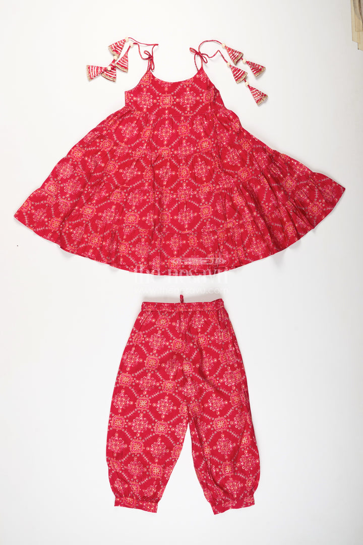 Girls cotton sharara set with digital print for festive occasions