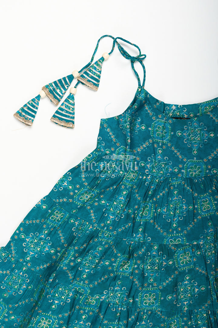 Turquoise cotton sharara set for toddler girls for ethnic events