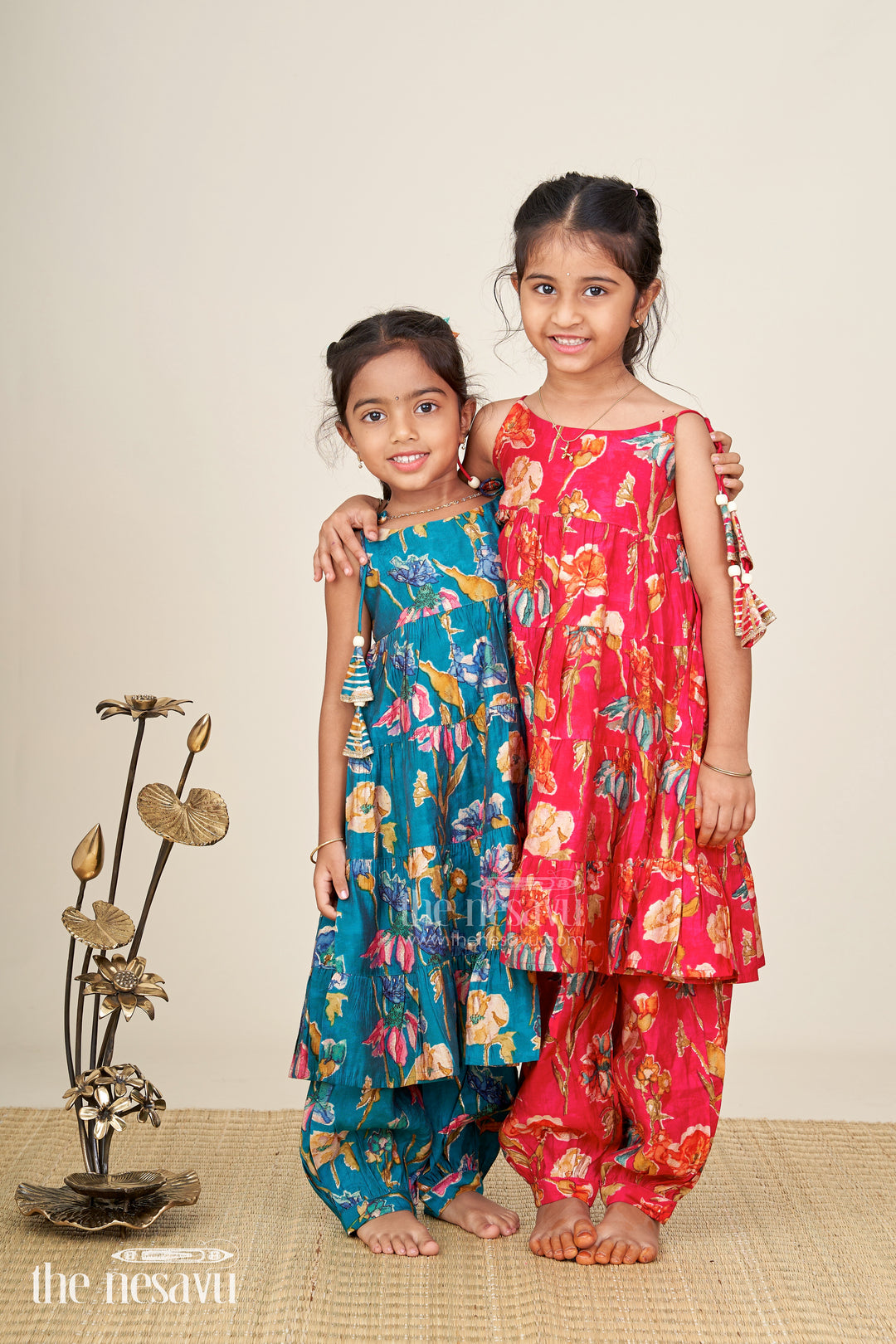 Red cotton sharara set for toddler girls for weddings and festive functions