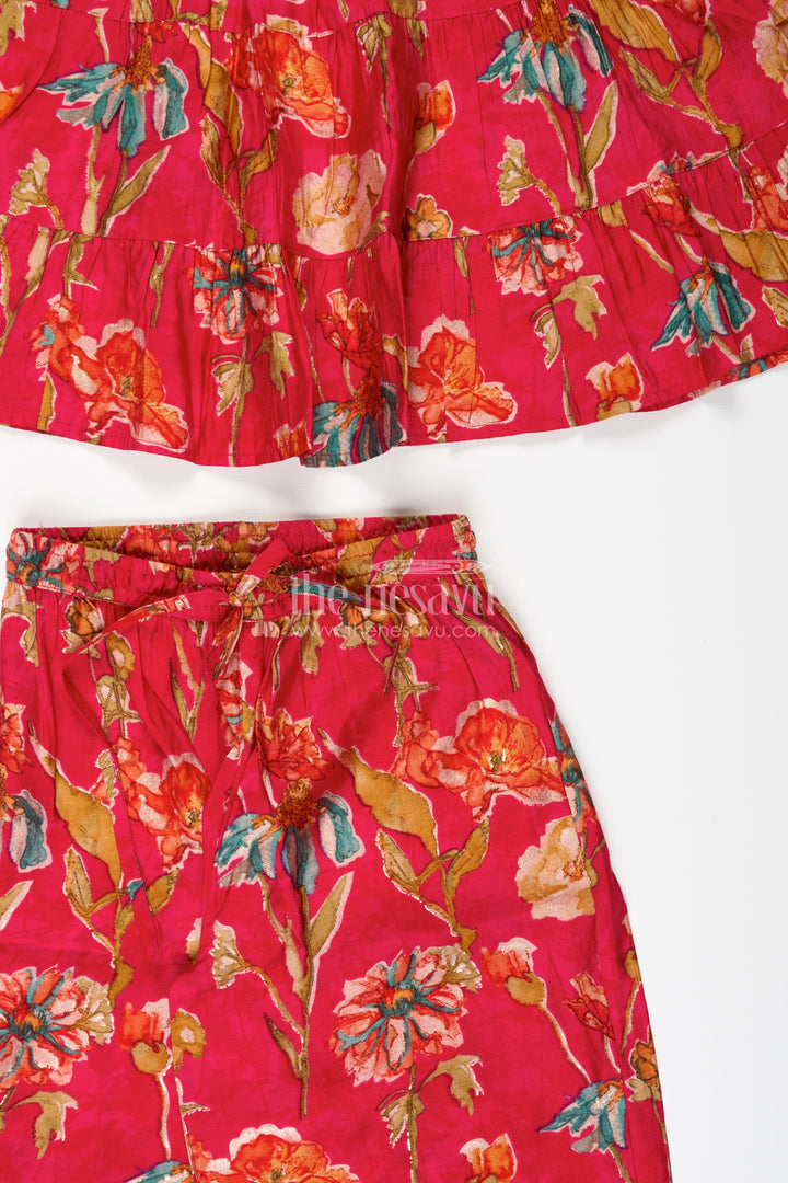 Red cotton sharara set for toddler girls for weddings and festive functions