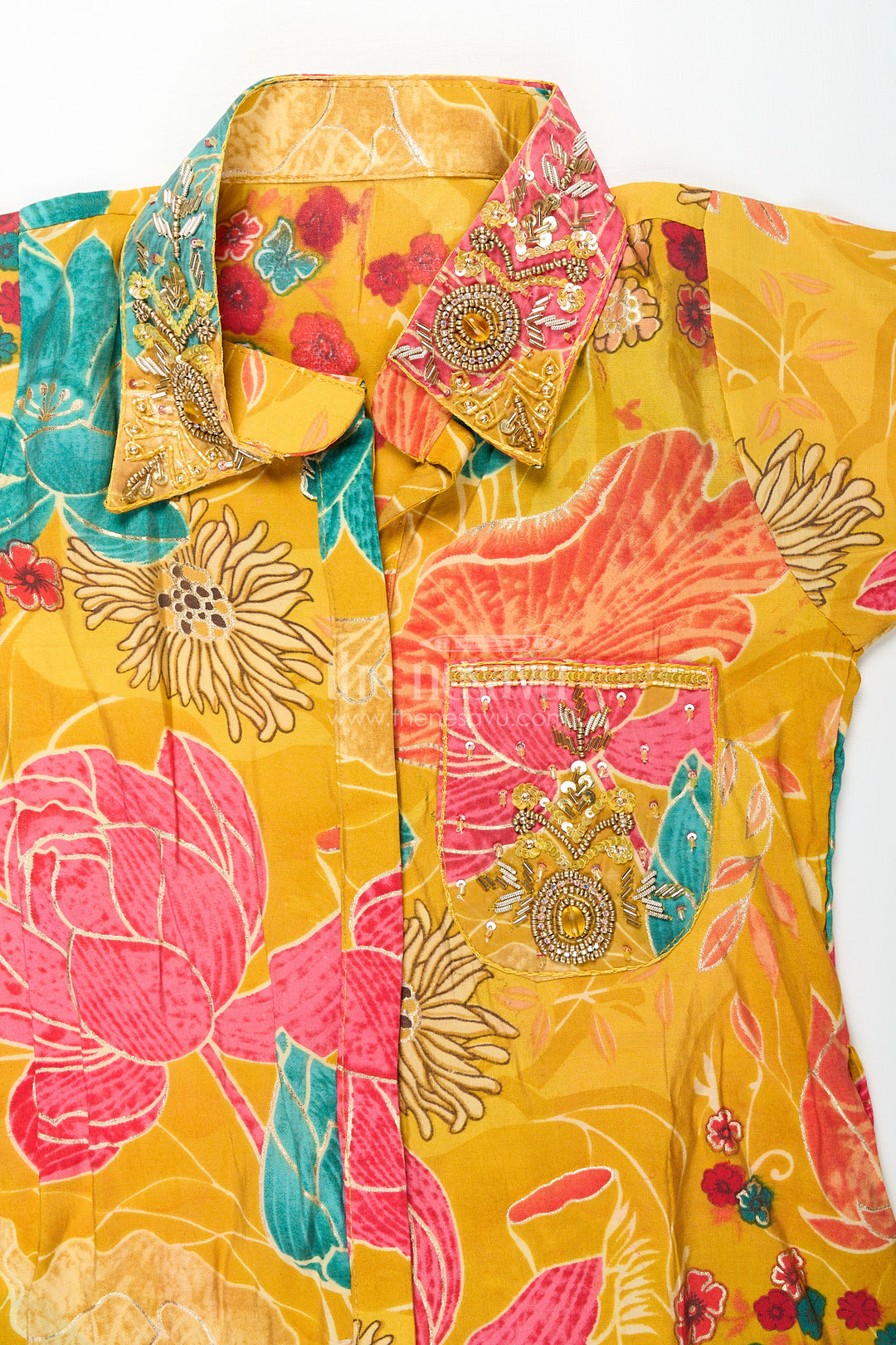 Floral printed girls sharara set in viscose modal silk