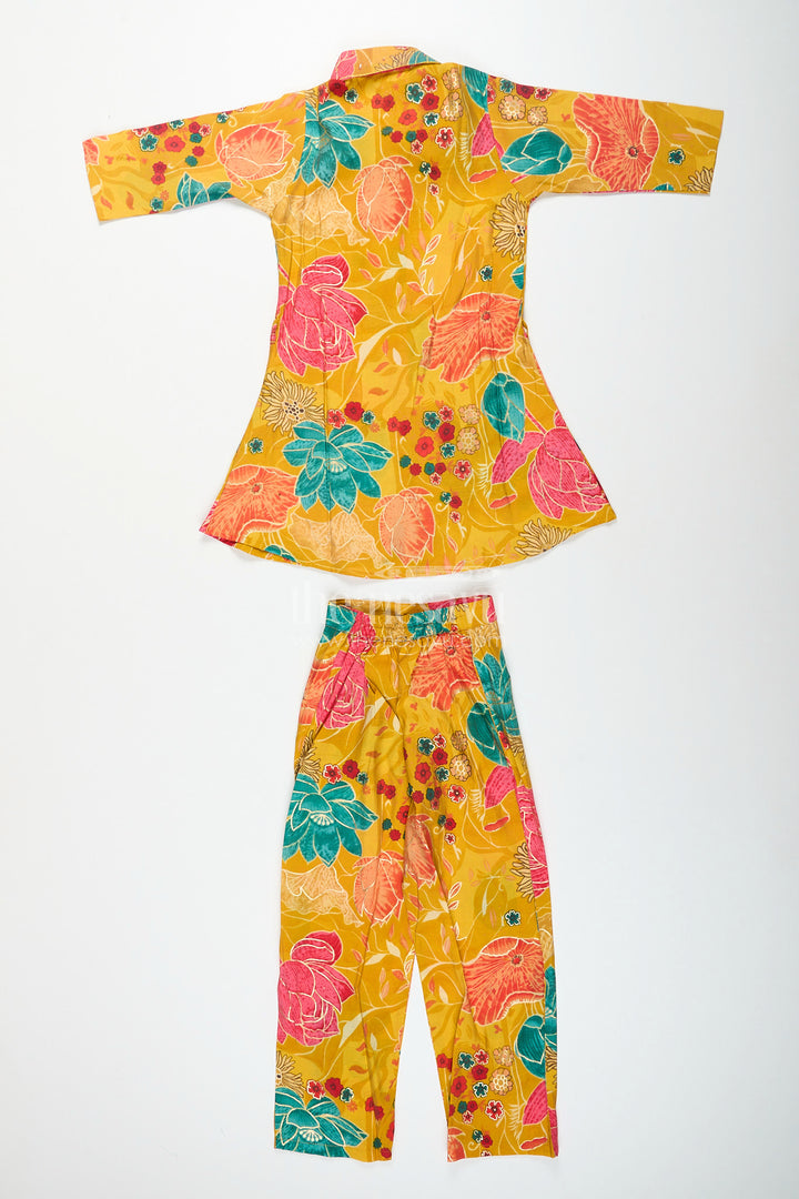 Floral printed girls sharara set in viscose modal silk