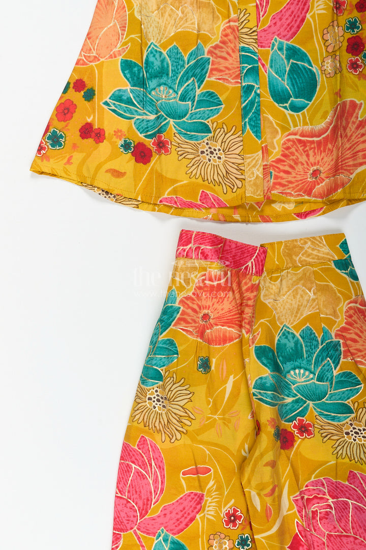 Floral printed girls sharara set in viscose modal silk