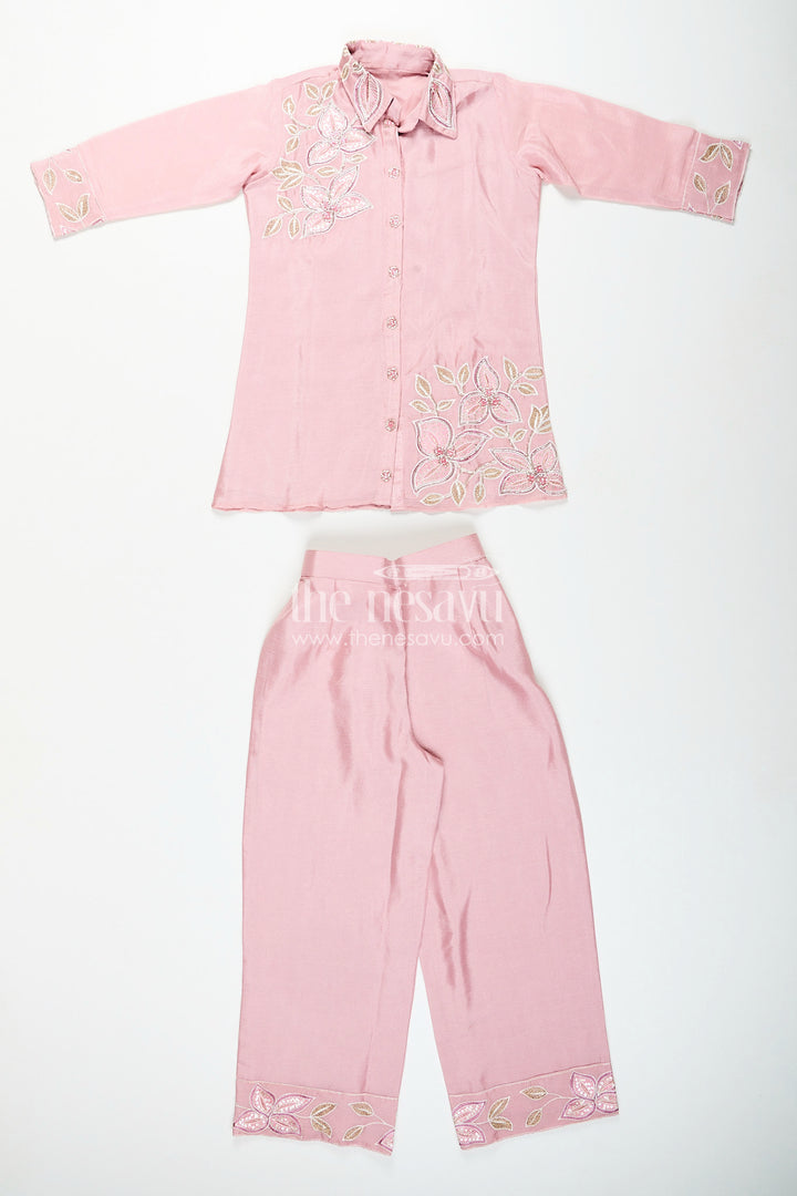 Embroidered girls sharara/plazo set with designer finish