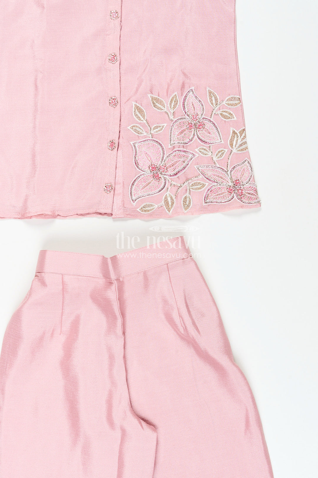 Embroidered girls sharara/plazo set with designer finish