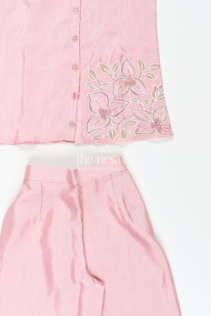 Embroidered girls sharara/plazo set with designer finish