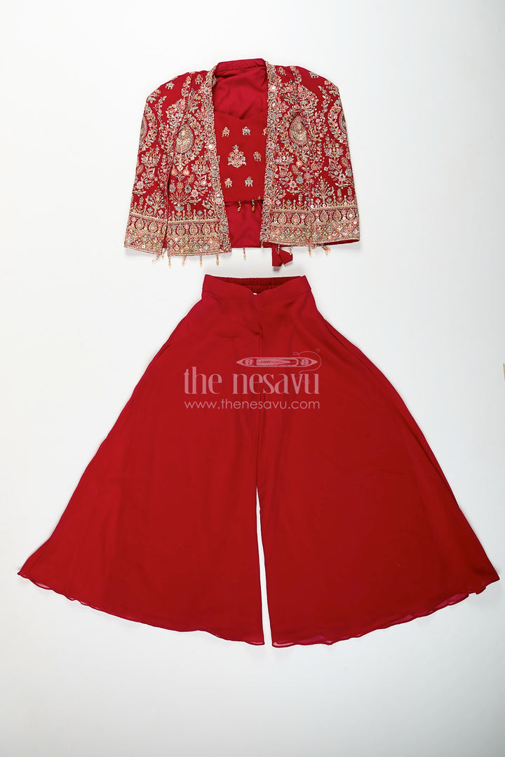Girls embroidered jacket sharara set for weddings and parties