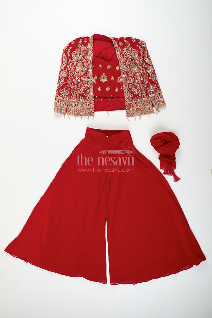 Girls embroidered jacket sharara set for weddings and parties