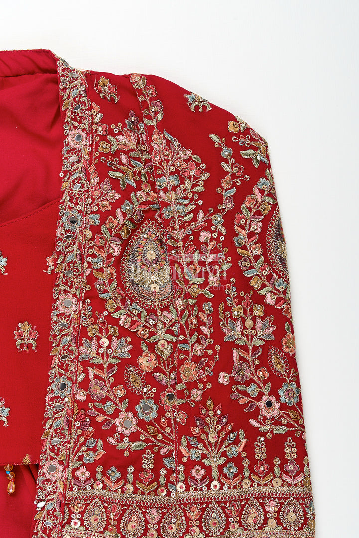 Girls embroidered jacket sharara set for weddings and parties