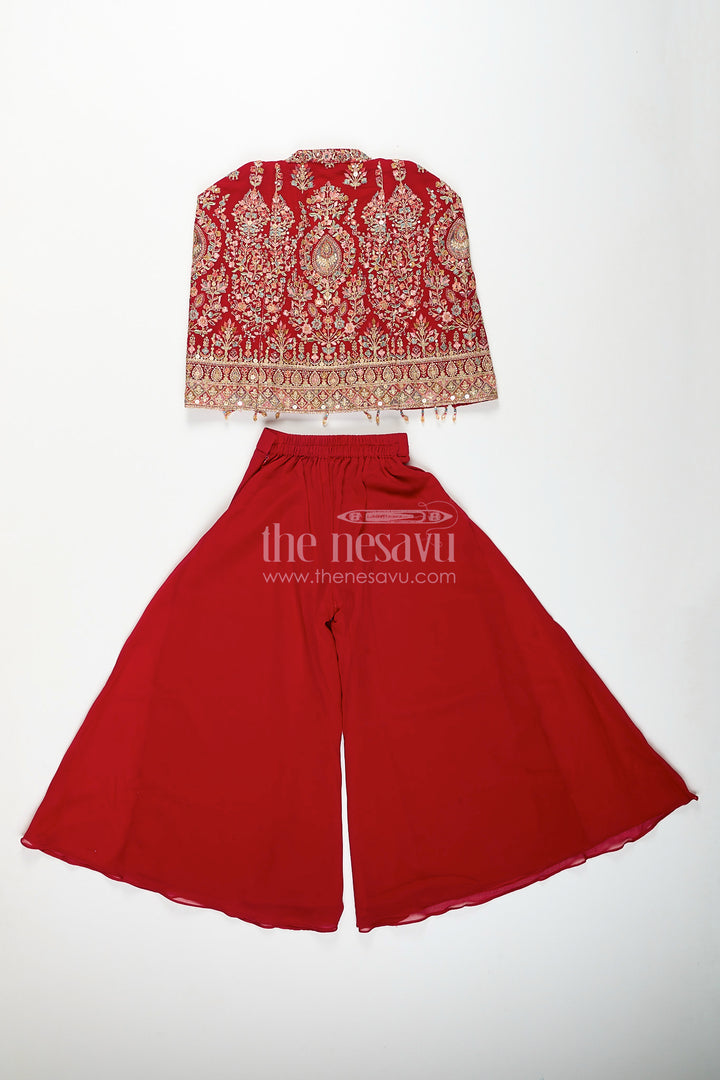Girls embroidered jacket sharara set for weddings and parties