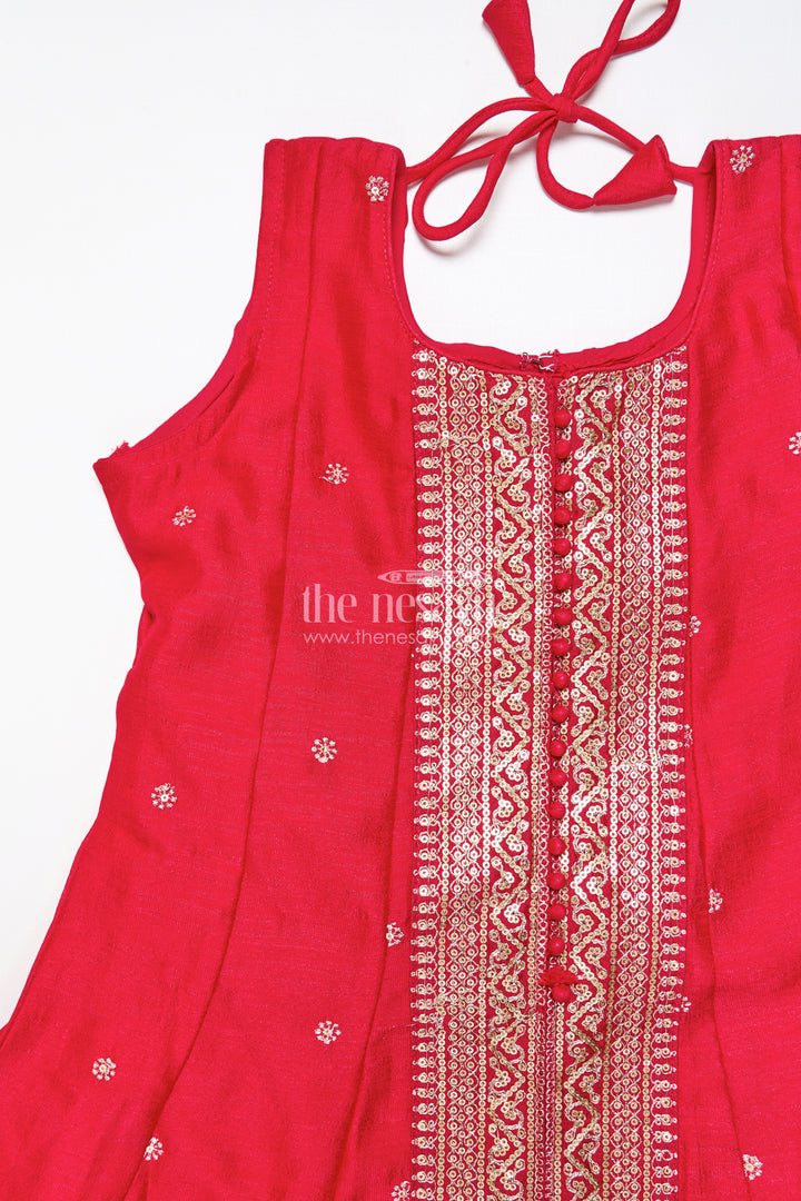 Girls sharara set in red for traditional family occasions