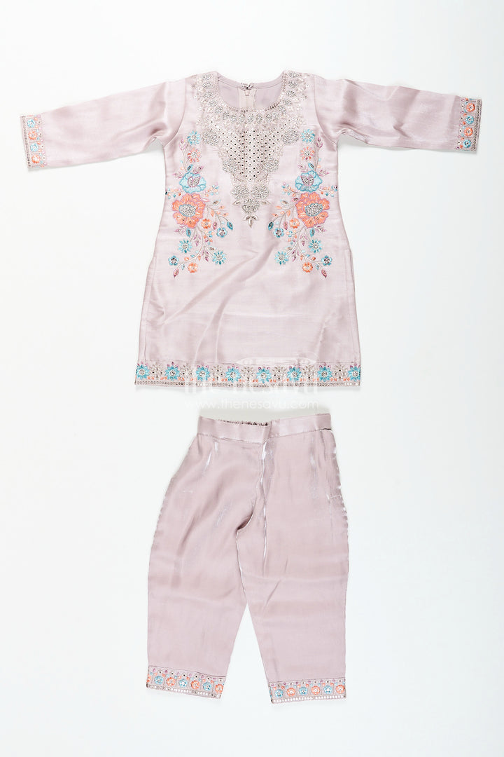 Girls organza sharara set with heavy thread embroidery for weddings