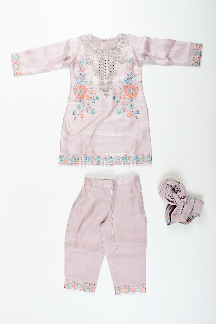 Girls organza sharara set with heavy thread embroidery for weddings