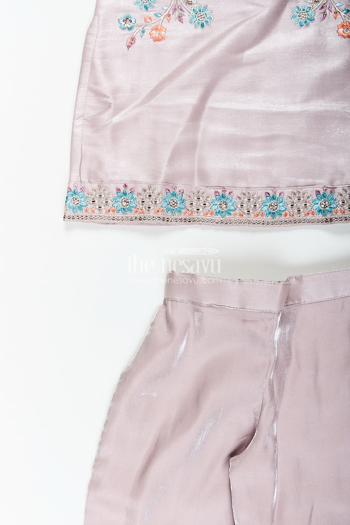Girls organza sharara set with heavy thread embroidery for weddings