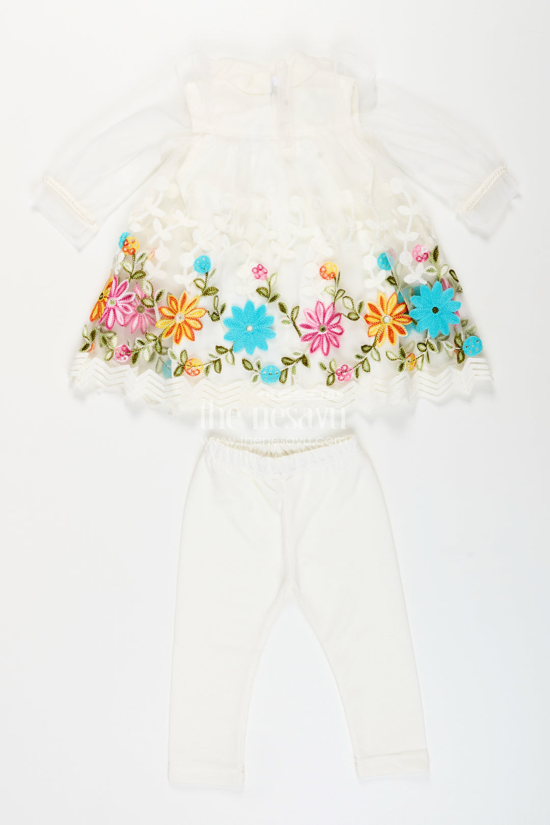 Baby girl embroidered top and legging set for festive occasions