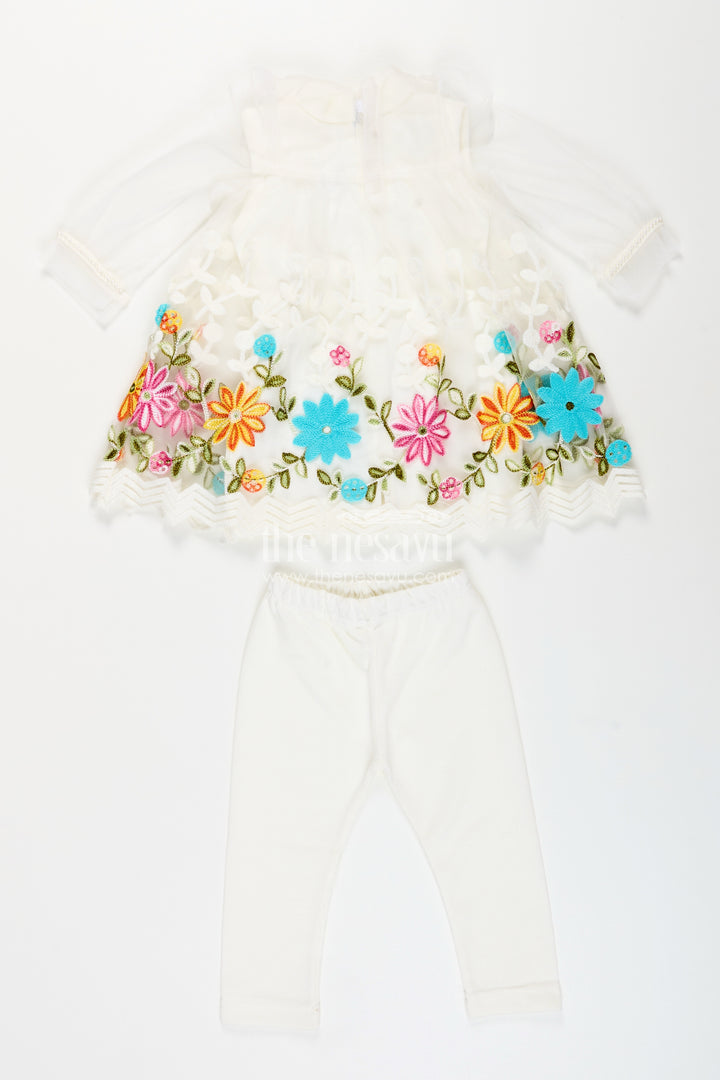 Baby girl embroidered top and legging set for festive occasions
