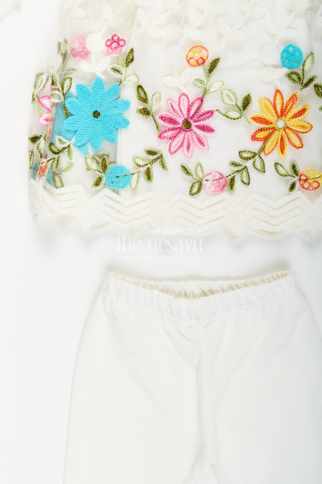 Baby girl embroidered top and legging set for festive occasions
