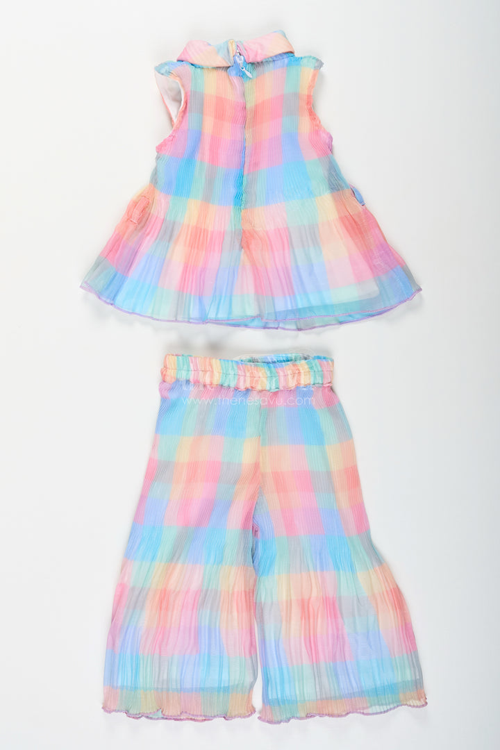 Girls pleated top and pant set for casual summer styling