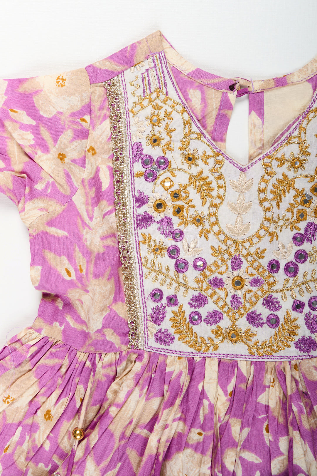 Girls cotton sharara set with floral block print for festive wear