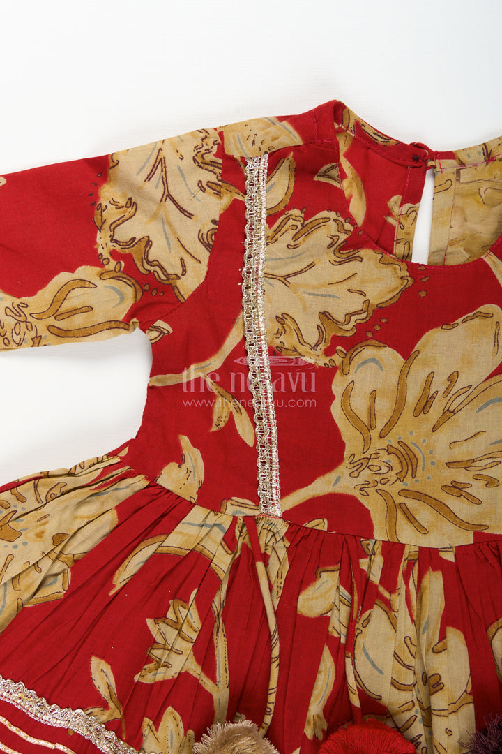 Girls block printed plazo set with festive tassel kurti