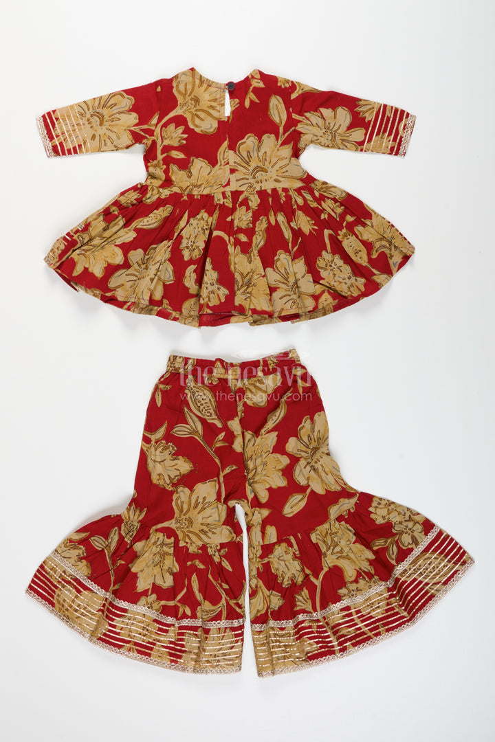 Girls block printed plazo set with festive tassel kurti