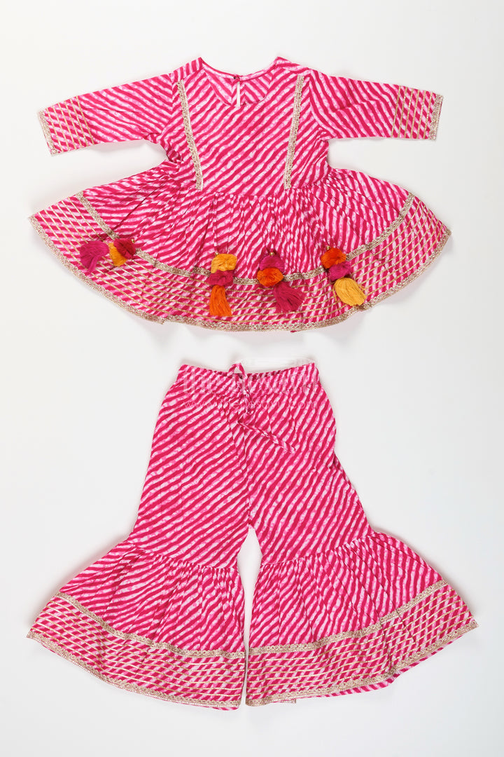 Girls cotton tie-dye sharara set for festive celebrations