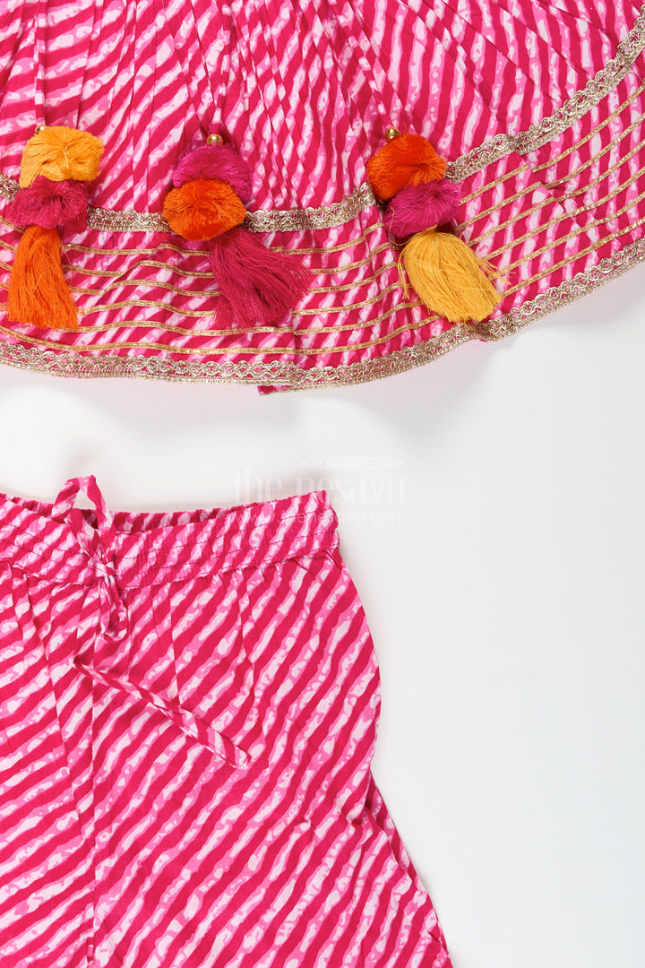 Girls cotton tie-dye sharara set for festive celebrations