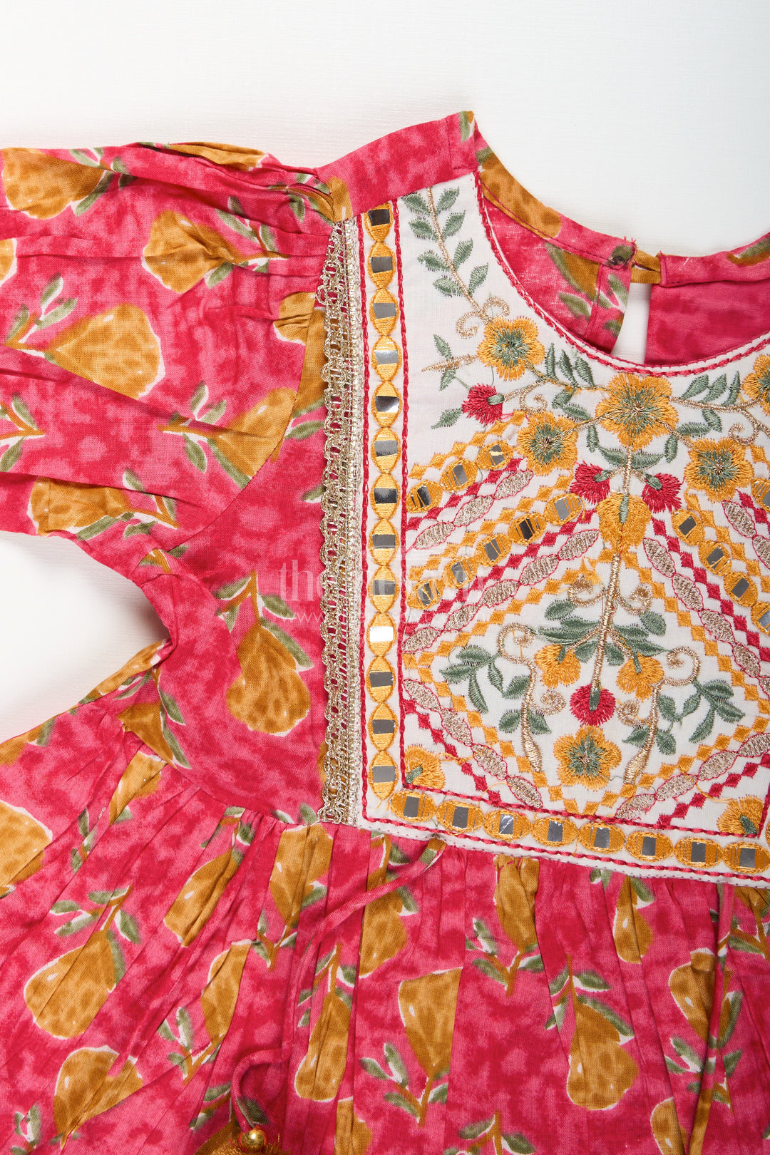 Girls ethnic sharara set with yoke embroidery and flared silhouette