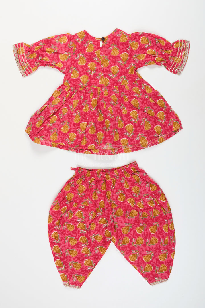 Girls ethnic sharara set with yoke embroidery and flared silhouette