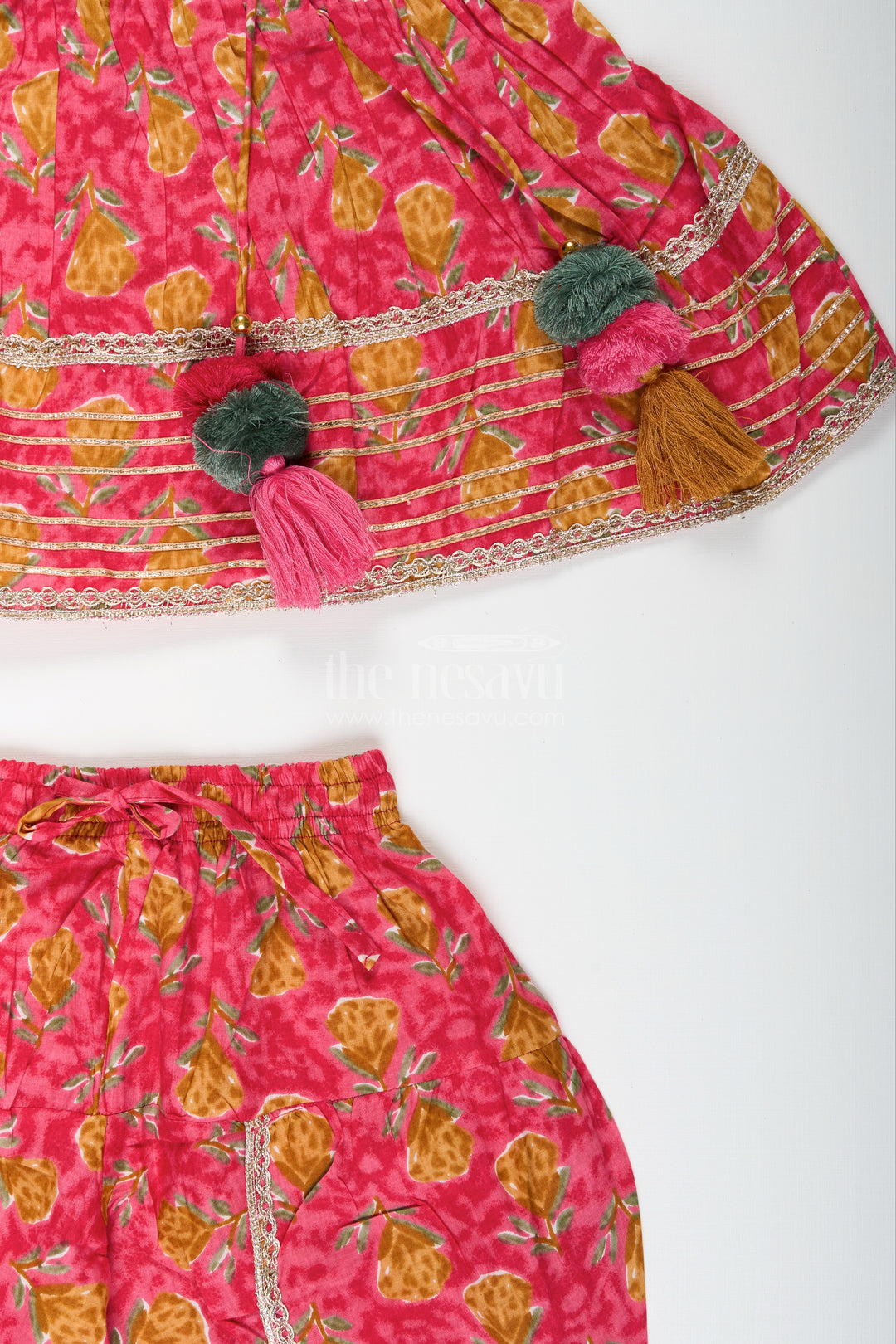 Girls ethnic sharara set with yoke embroidery and flared silhouette