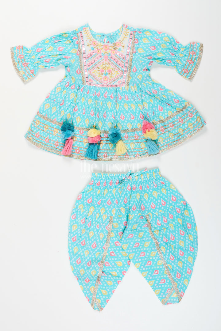 Baby girl turquoise sharara set for festive occasions and playdates
