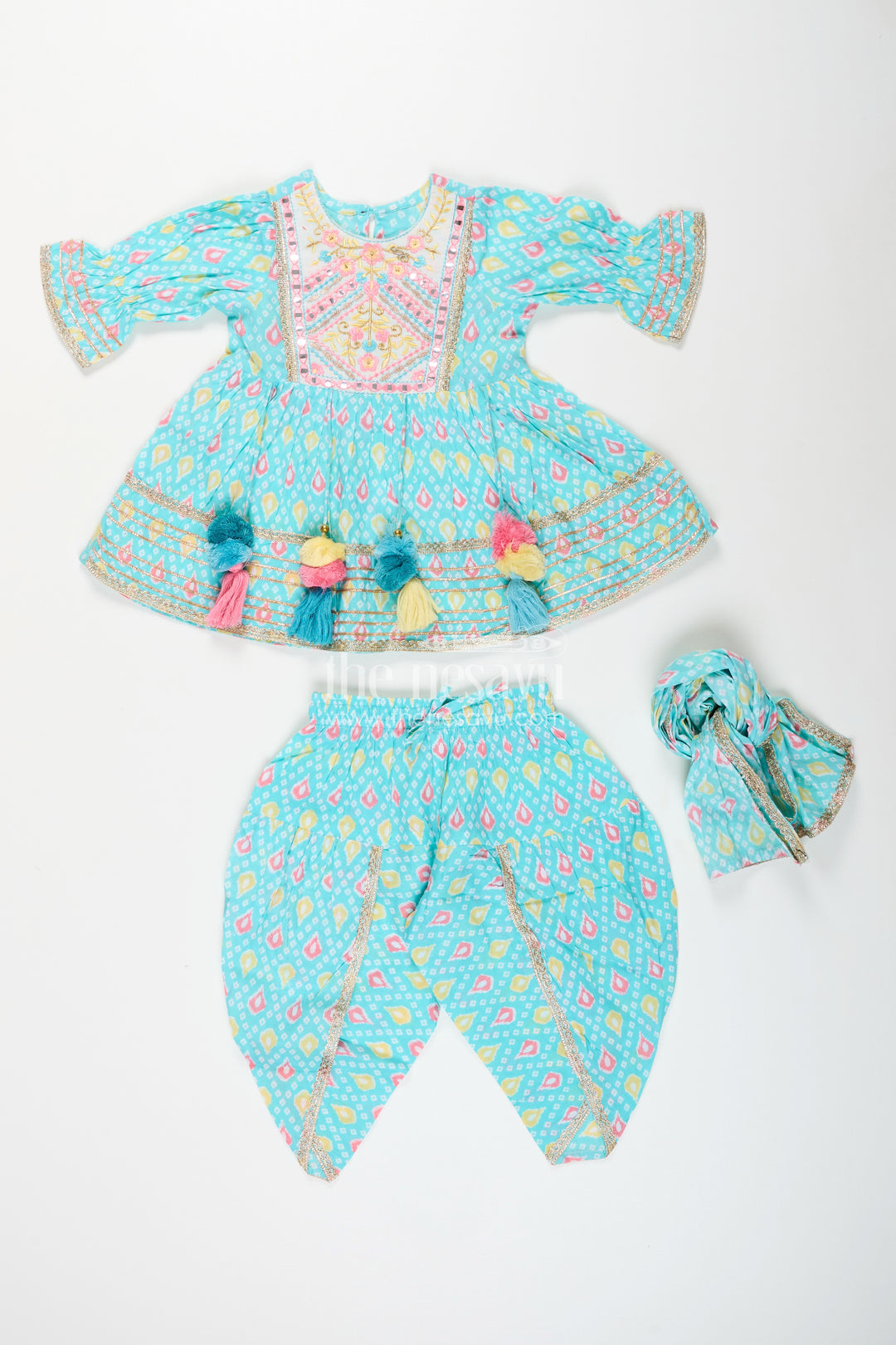 Baby girl turquoise sharara set for festive occasions and playdates