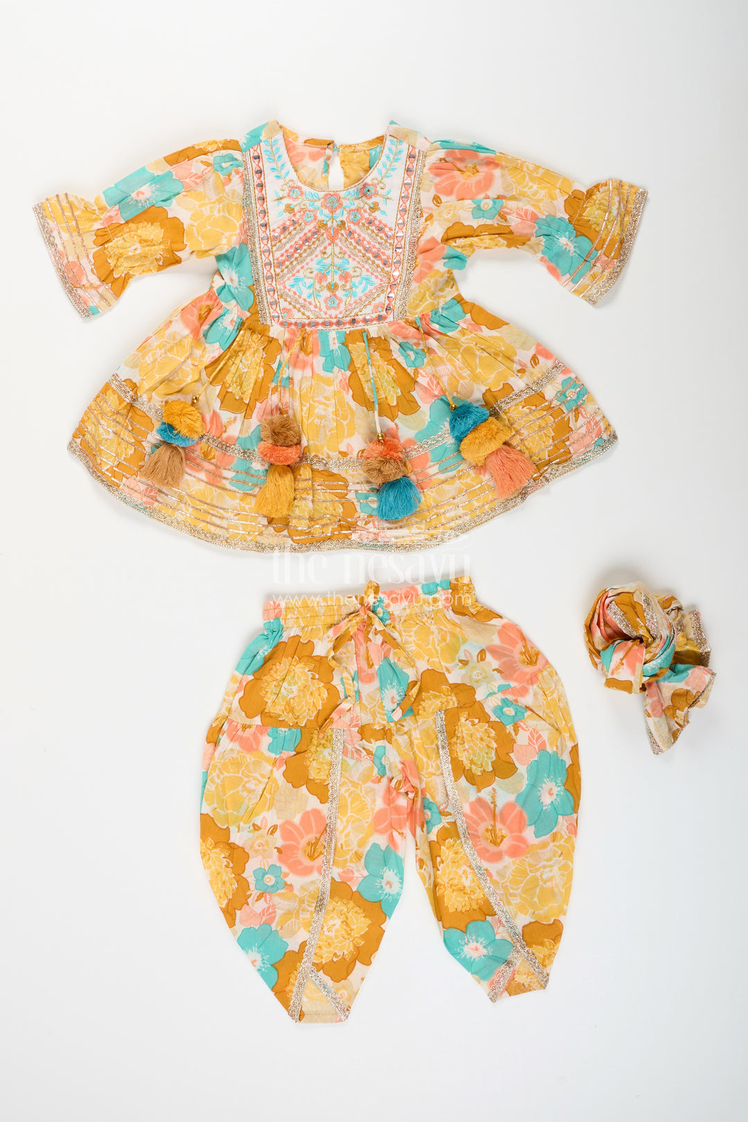 Baby girl floral sharara set for birthday parties and festive gatherings