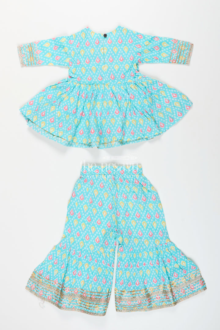 Girls blue cotton sharara set with tassels and embroidery  festive ethnic outfit
