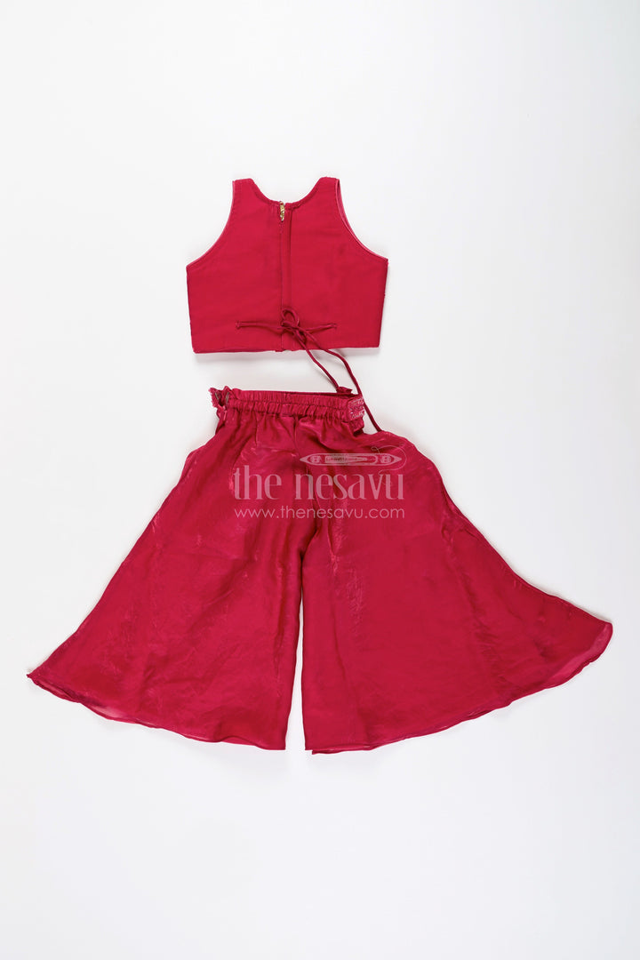Girls red sharara set with sequin blouse for party and wedding wear