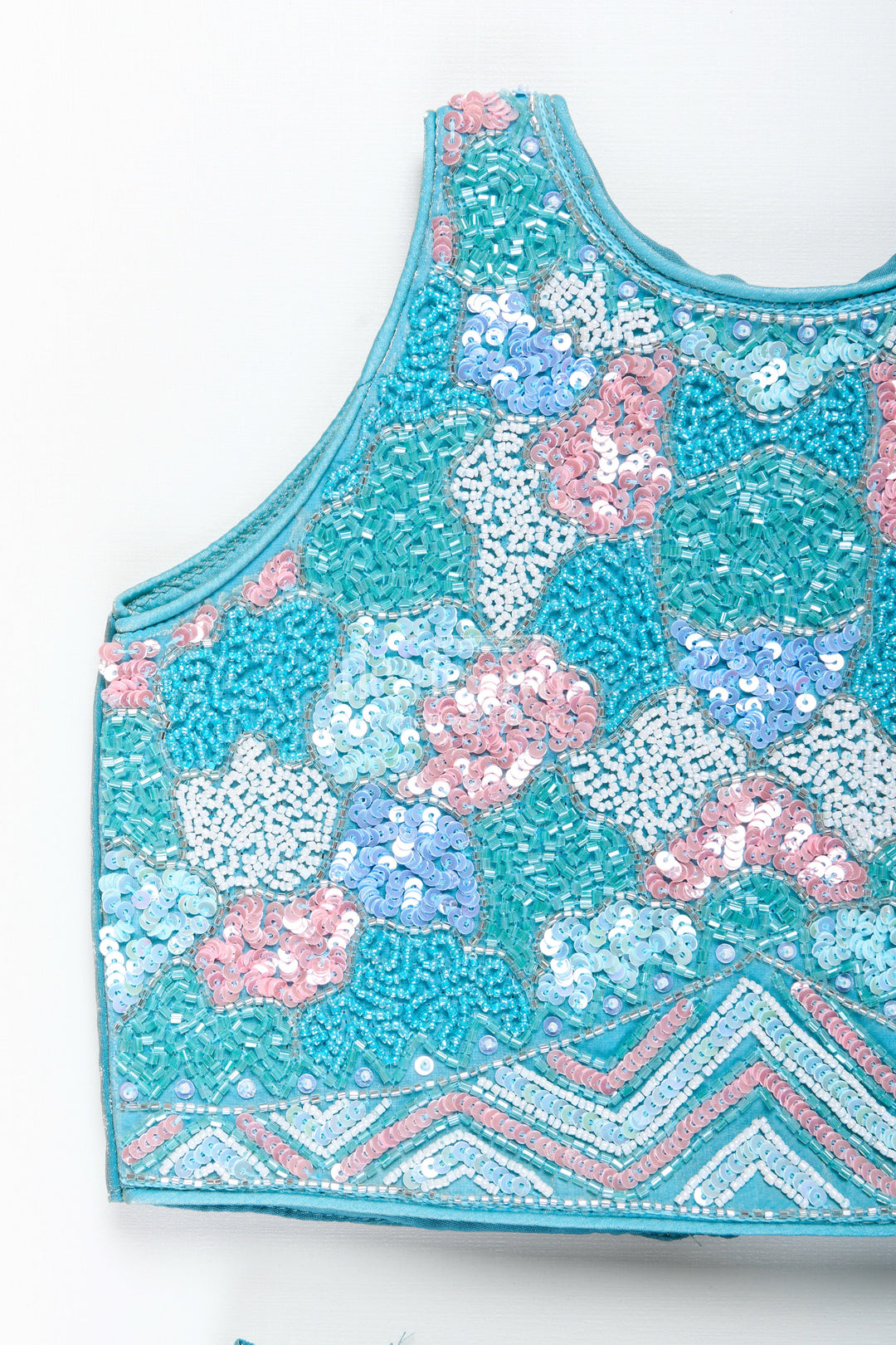 Girls blue sharara set with floral embroidered top for festive occasions