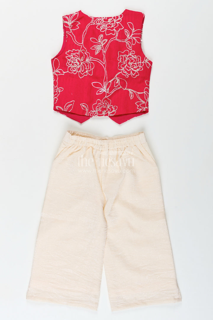 Girls embroidered georgette top and skirt set for casual festive wear
