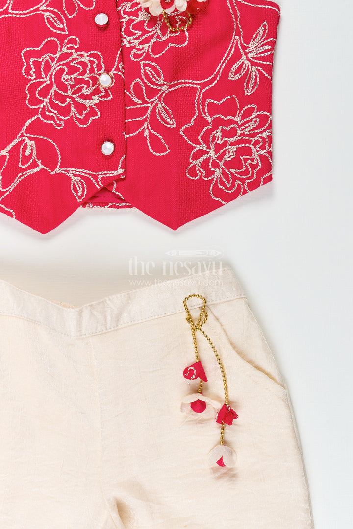 Girls embroidered georgette top and skirt set for casual festive wear
